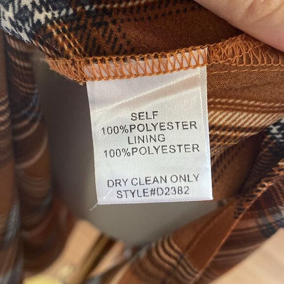 William B Burnt Orange Plaid Grunge Midi Slip Dress with Thigh Split Size Small - Picture 11 of 14